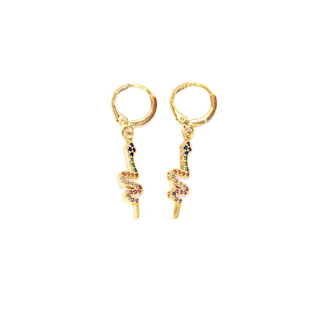 Snakey Zoë Earrings Gold - Earrings, Earrings Colored, Earrings Gold, Sale - Snakey Zoë Earrings Gold - ANNABO Online Store